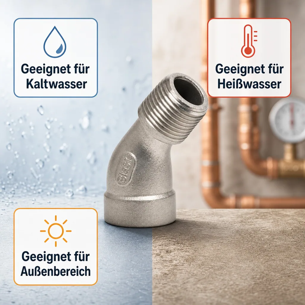 Edelstahl Winkel 45 Grad, Gewindefitting 2 Zoll, Edelstahl Winkel IG AG