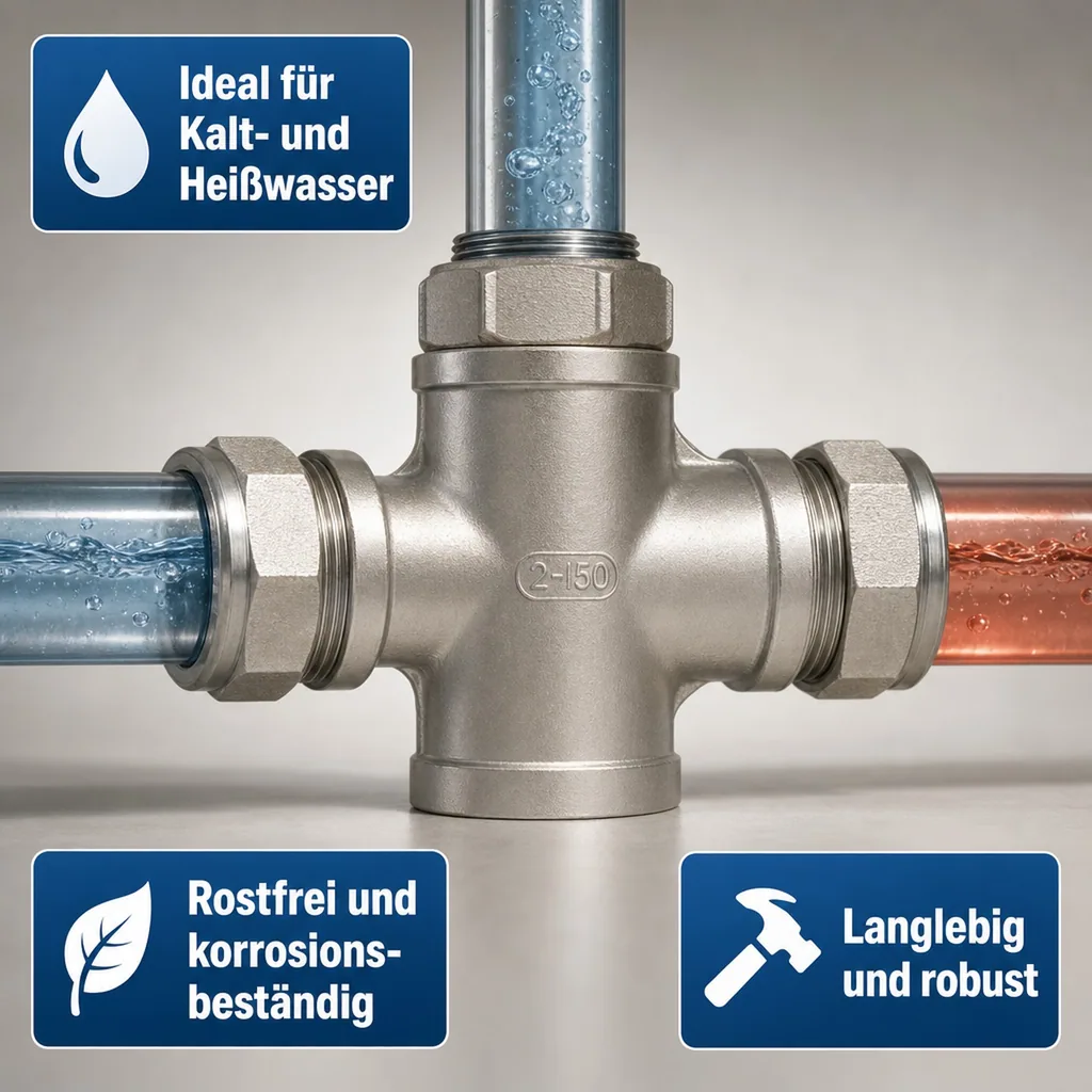 Gewindefitting Edelstahl T-Stück 90° 2" IG