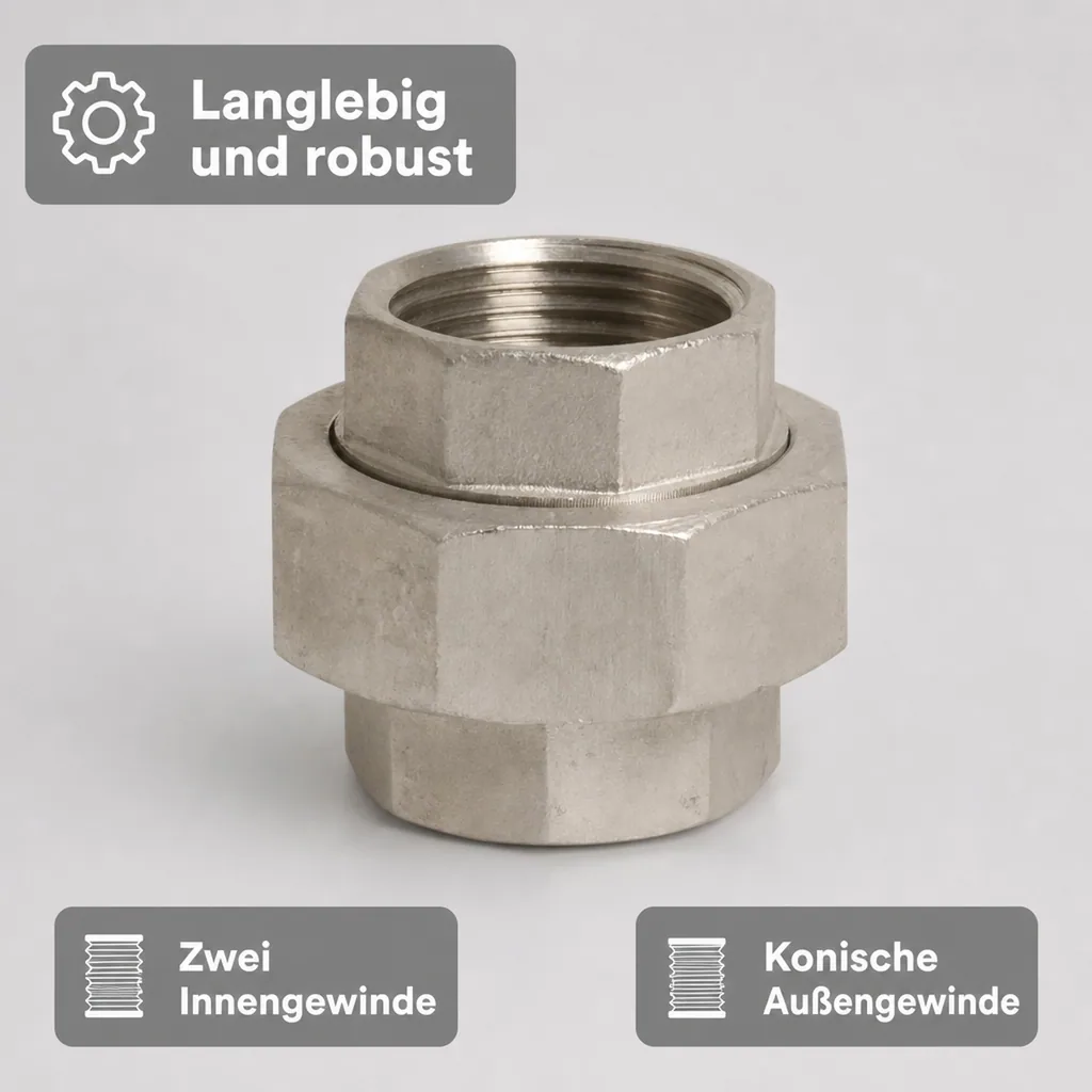 Gewindefitting Edelstahl Verschraubung 1 1/2" IG Typ konisch