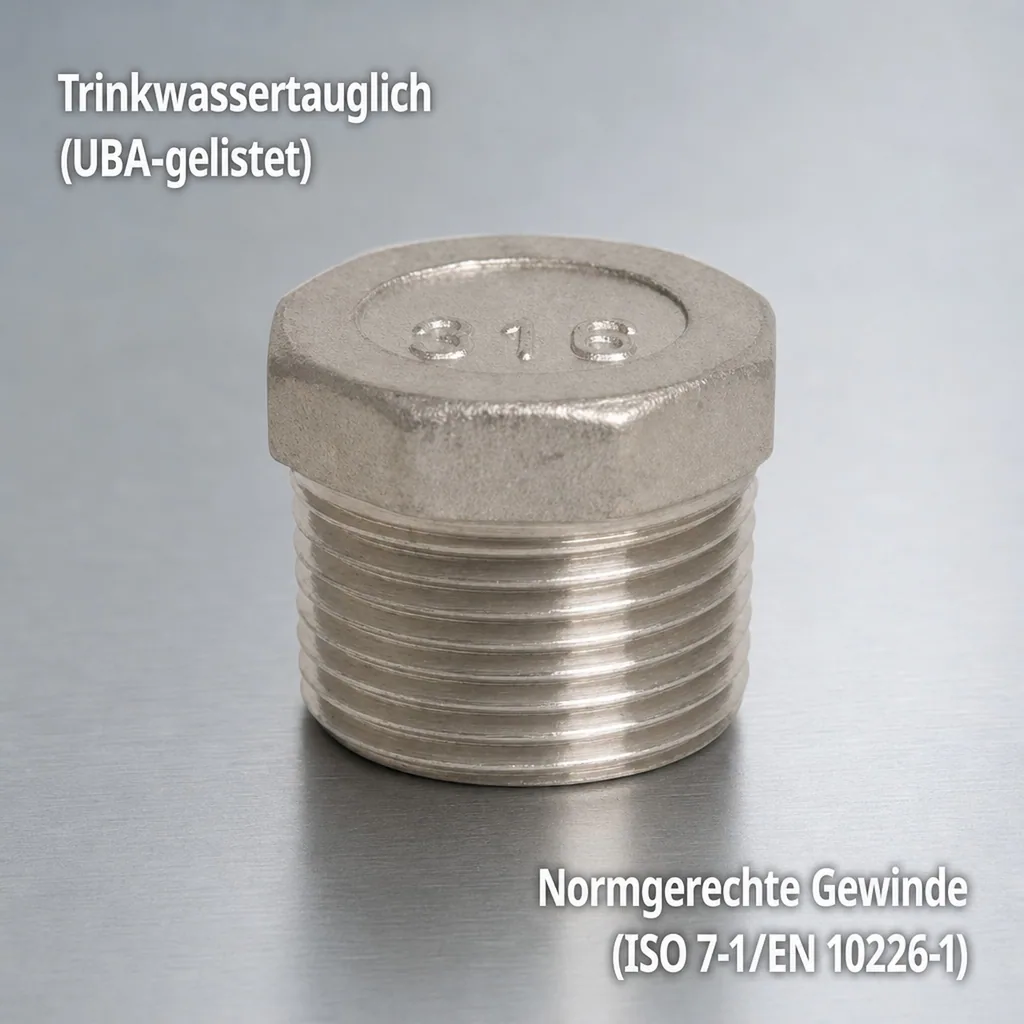 Gewindefitting Edelstahl Stopfen 1" AG 10bar