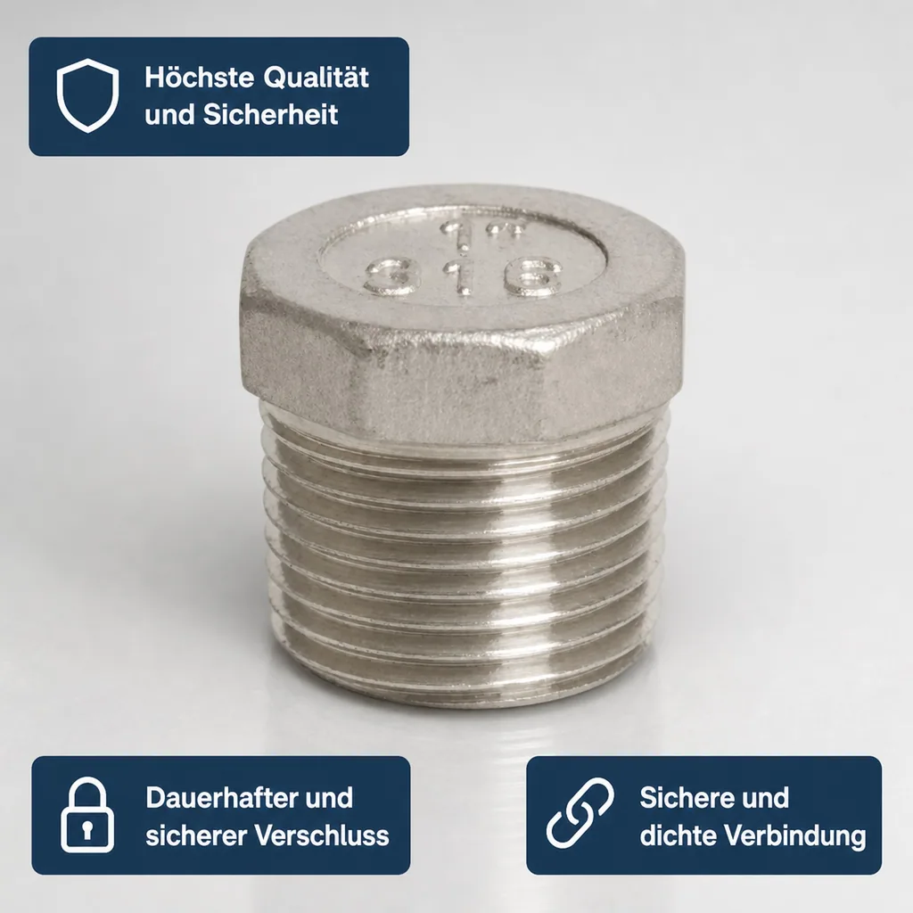 Edelstahlfitting, Gewindefitting Edelstahl, Stopfen 2 Zoll AG, V4A