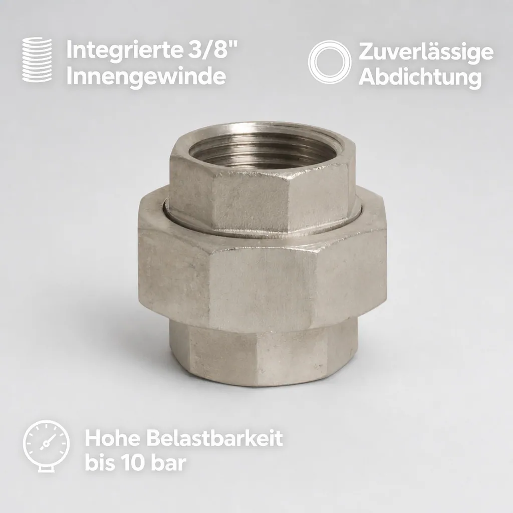 Gewindefitting Edelstahl 3/8", Edelstahl Verschraubung Innengewinde, V4A