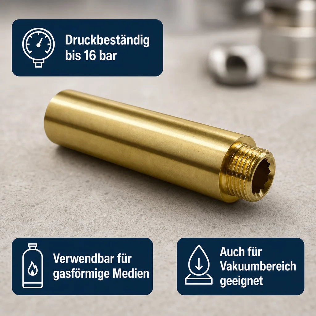Gewindefitting Messing Hahnverlängerung 3/4" AG x 3/4" IG 100 mm