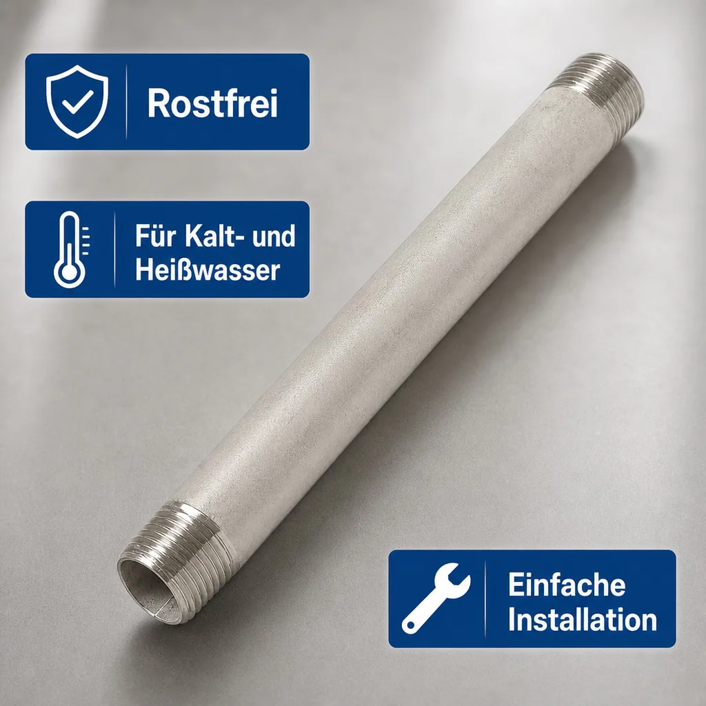 Edelstahl Fitting, Gewindefitting Edelstahl, Rohrnippel 2 Zoll, V4A