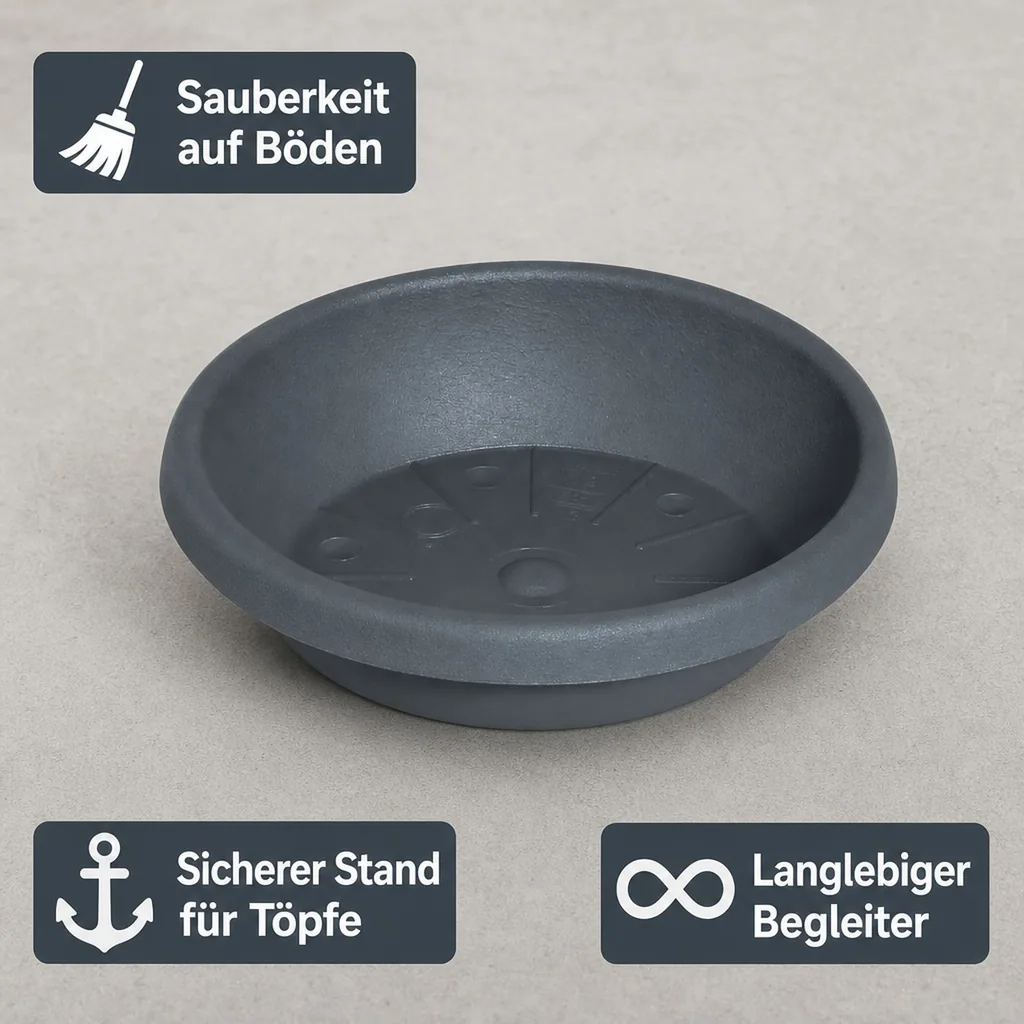 Blumentopfuntersetzer, Pflanzenuntersetzer, CYLINDRO, 17 cm, anthrazit