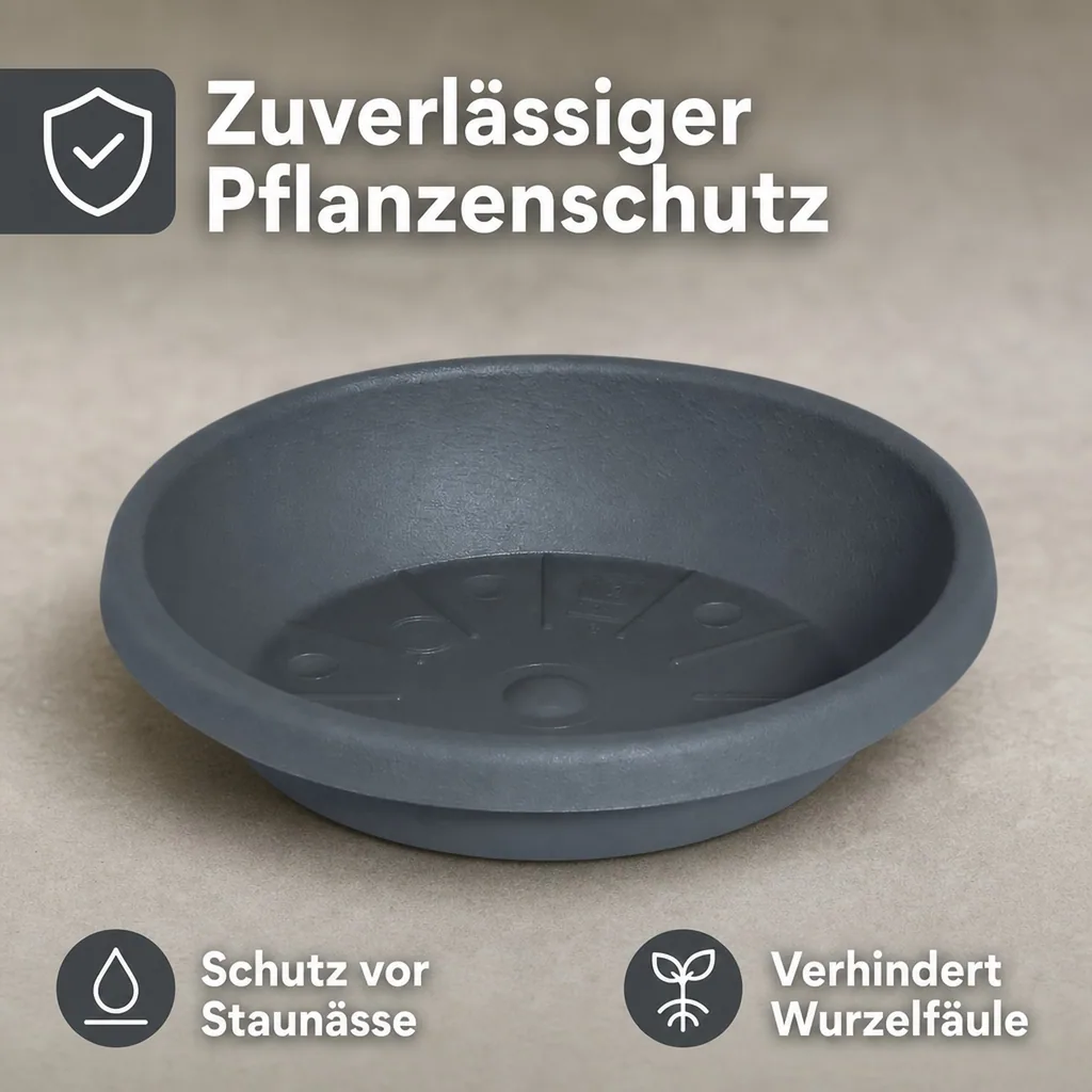 Blumentopfuntersetzer, Pflanzenuntersetzer, CYLINDRO, 17 cm, anthrazit
