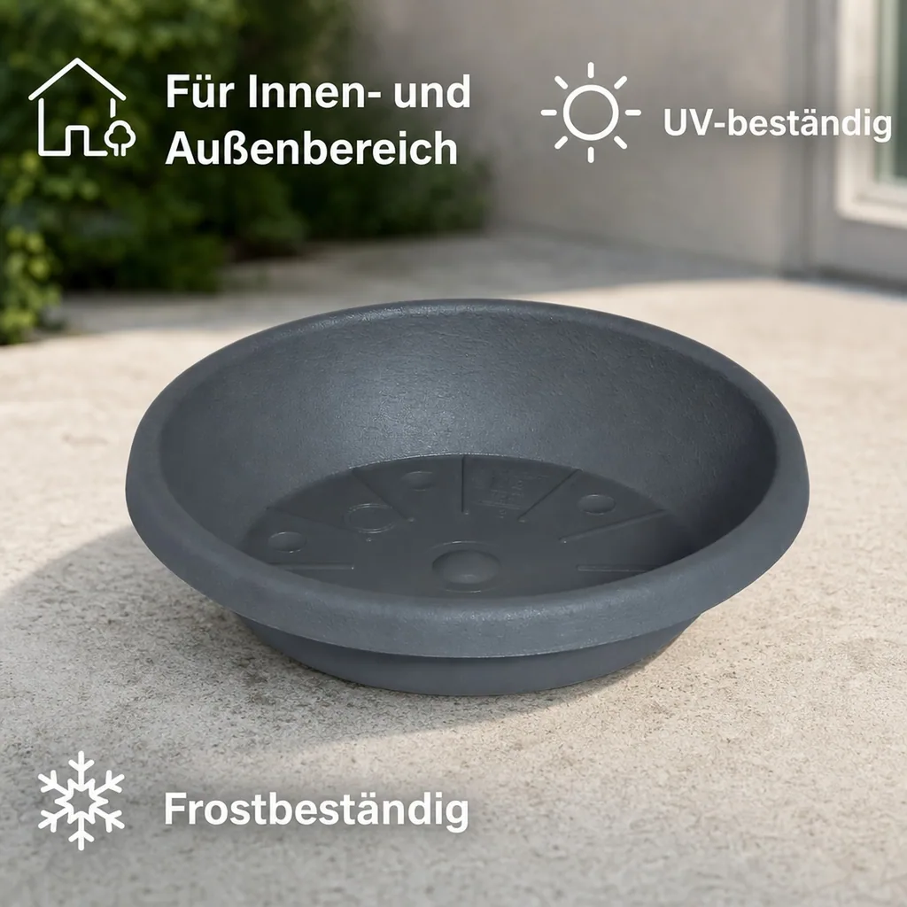 Blumentopfuntersetzer, Pflanzenuntersetzer, CYLINDRO, 17 cm, anthrazit