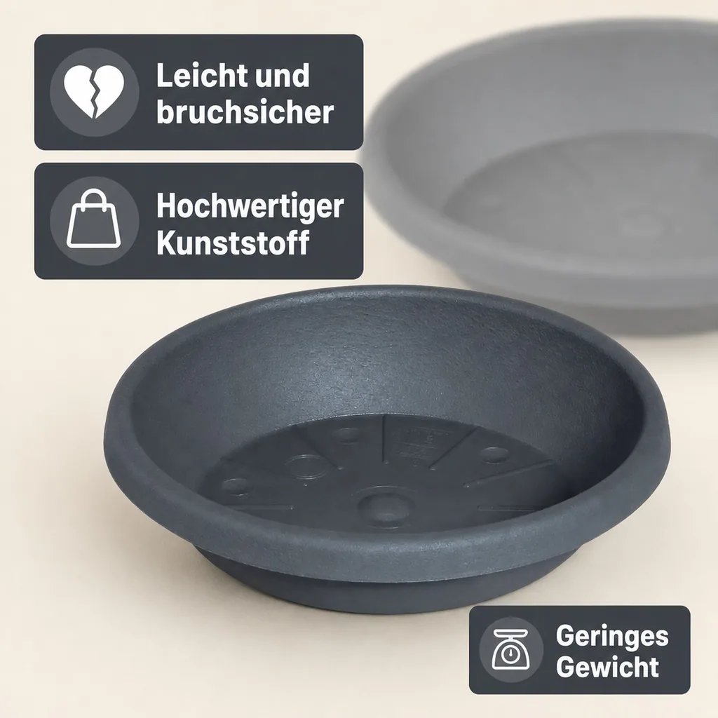 Blumentopfuntersetzer, Pflanzenuntersetzer, CYLINDRO, 17 cm, anthrazit