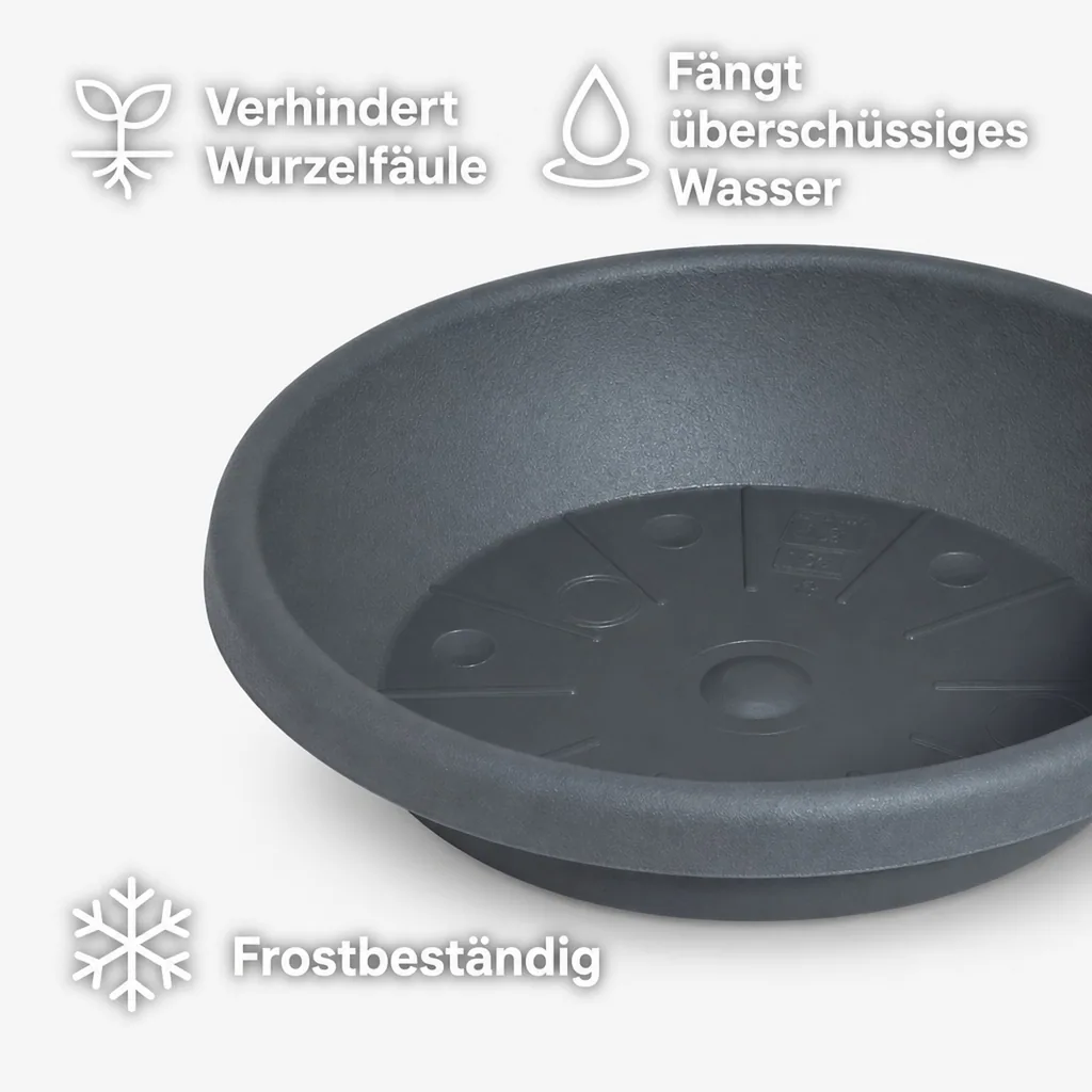Blumentopfuntersetzer, Pflanzenuntersetzer Kunststoff, anthrazit, Ø 41cm