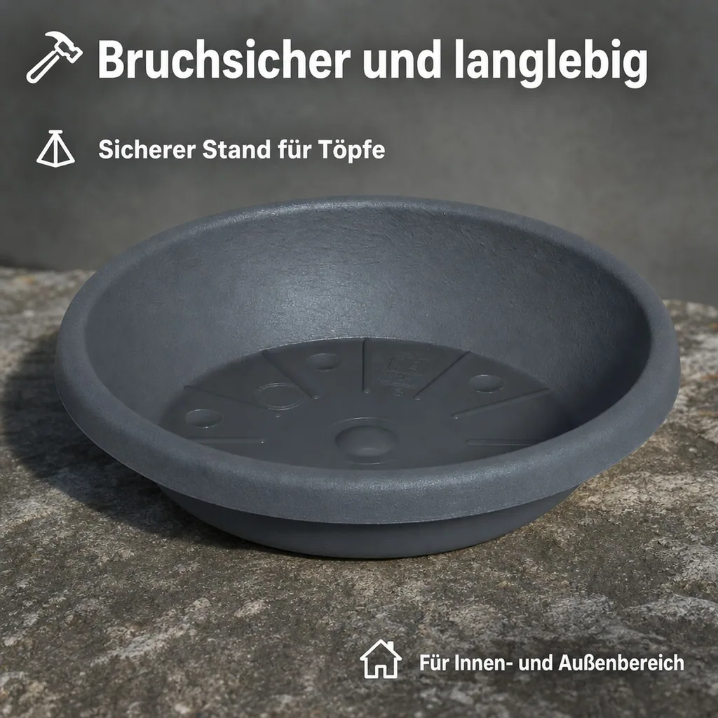 Blumentopfuntersetzer, Pflanzenuntersetzer Kunststoff, anthrazit, Ø 41cm
