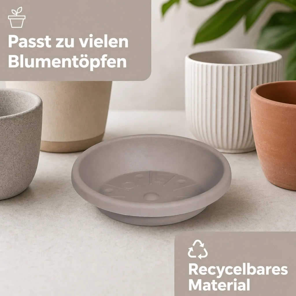Blumentopfuntersetzer, Pflanzuntersetzer, Untersetzer Cylindro, taupe