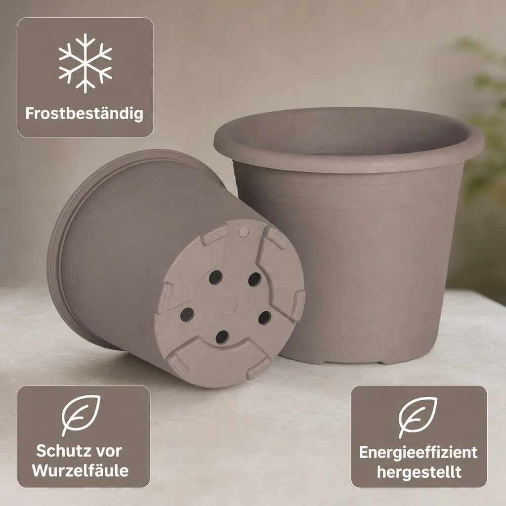 Blumentopf, Pflanztopf CYLINDRO, 40 cm, Kunststoff, taupe
