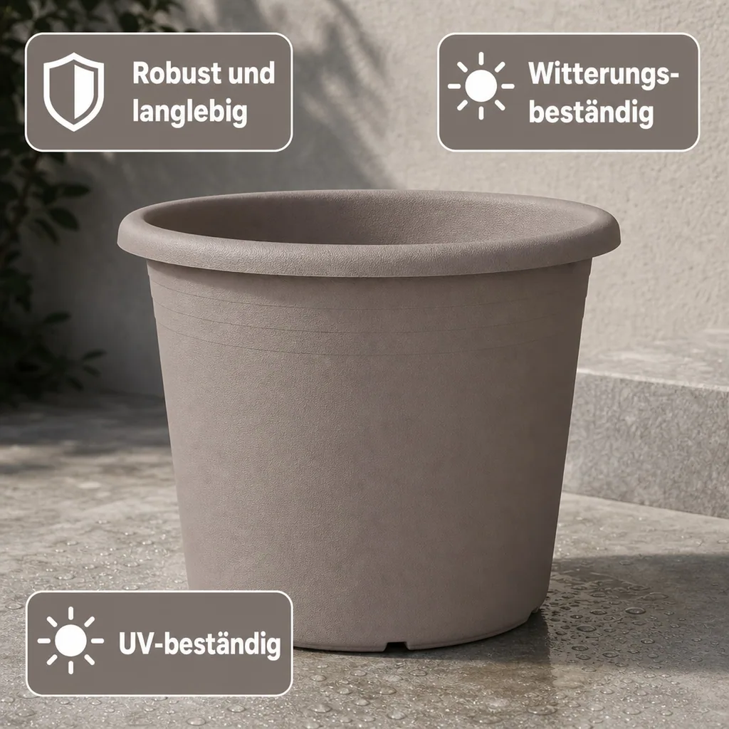 Blumentopf, Pflanztopf CYLINDRO, 40 cm, Kunststoff, taupe