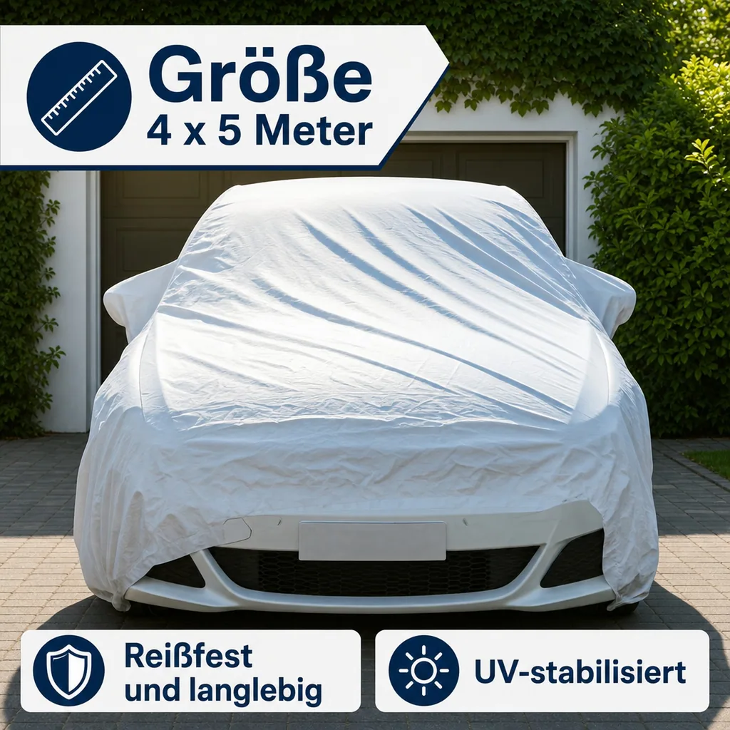 Abdeckplane 280 g/m², 20m², reißfest, wasserdicht, UV-beständig, weiss
