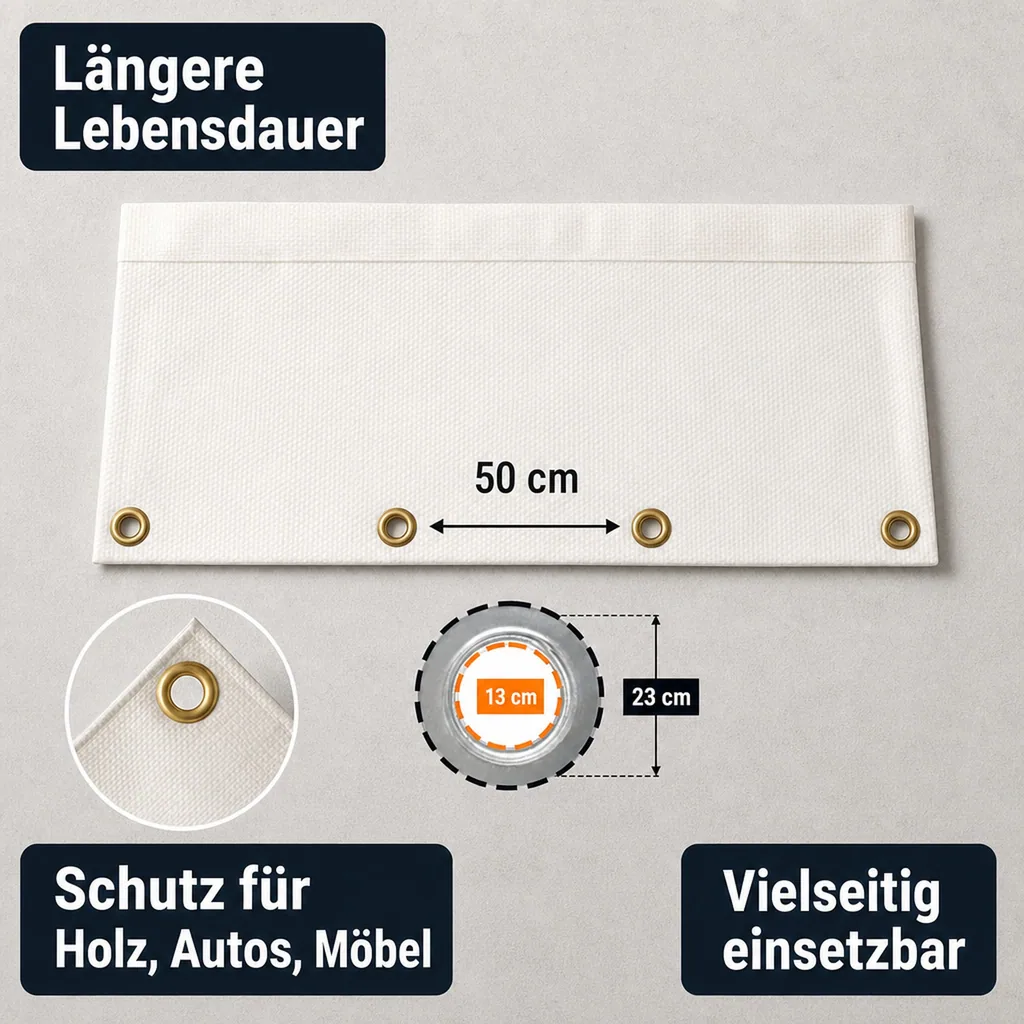 Abdeckplane 280g/m², 4x6m, 24m², weiß, wasserdicht und UV-stabil