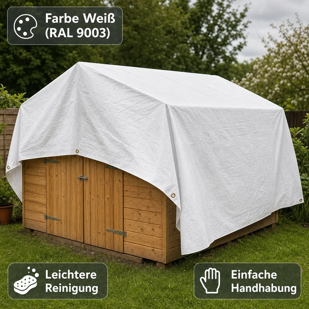 Abdeckplane 280g/m², 4x6m, 24m², weiß, wasserdicht und UV-stabil