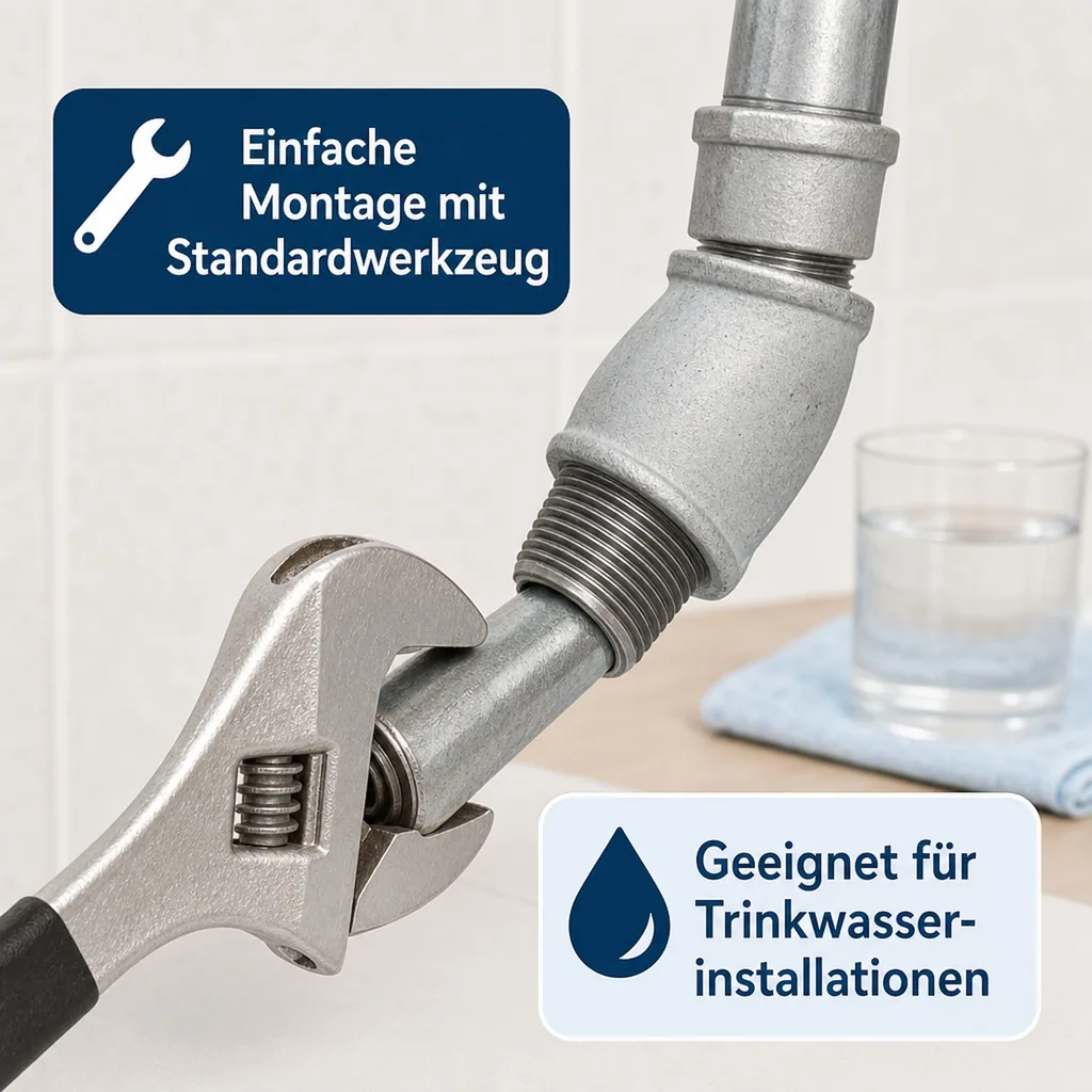 Gewindefitting, Temperguss Winkel 45°, 3/4 Zoll IG x AG, Winkel Fitting