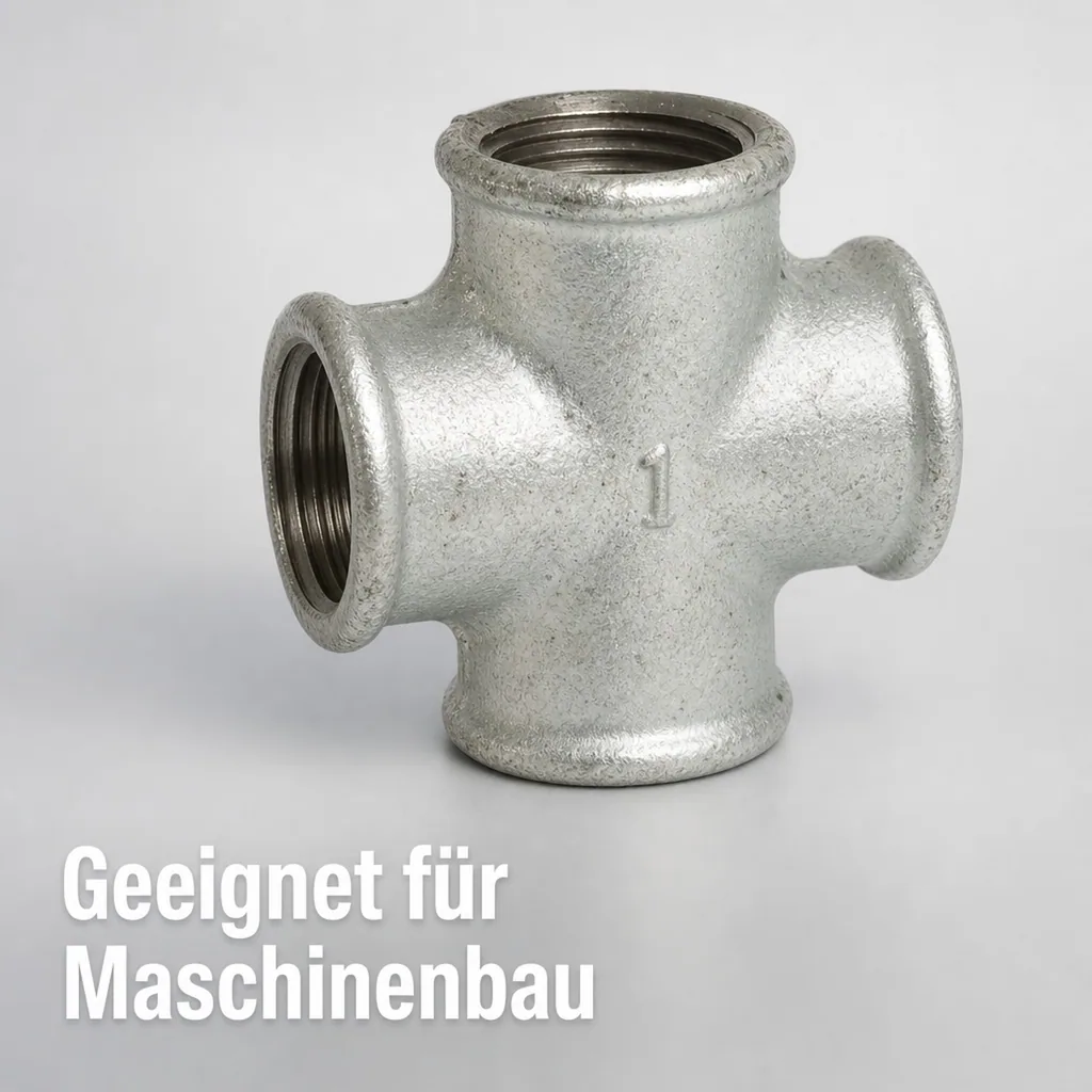 Gewindefitting Temperguss Kreuzstück 3/8" IG x 3/8" IG x 3/8" IG x 3/8" IG