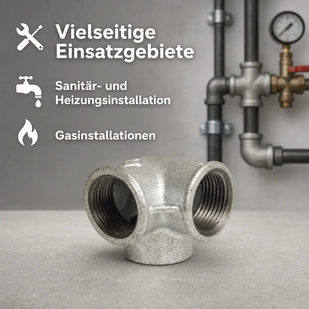Gewindefitting Temperguss Winkelverteiler 1/2" IG x 1/2" IG x 1/2" IG