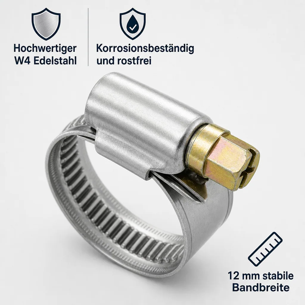 Schlauchschellen Edelstahl, 70-90 mm, W4, DIN 3017