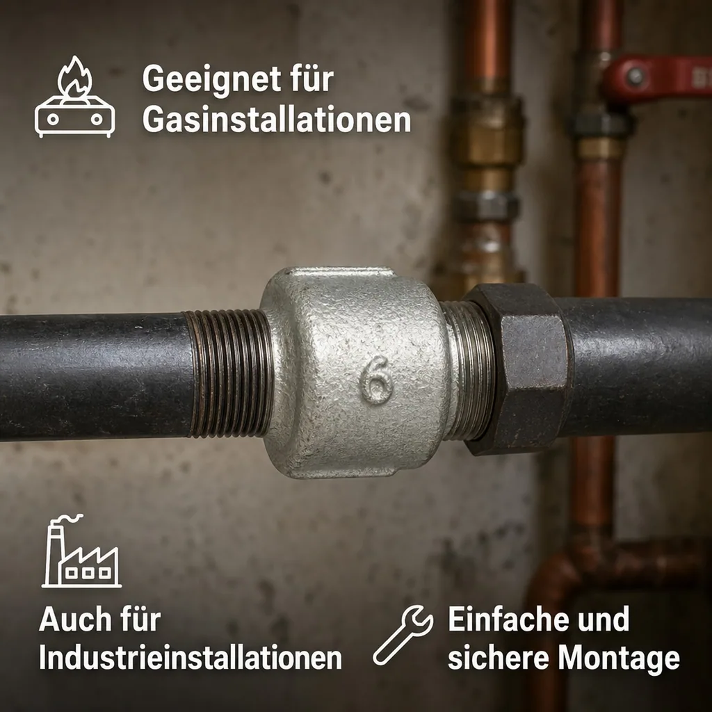 Reduziermuffe Temperguss, Gewindefitting, 1" IG x 3/4" AG