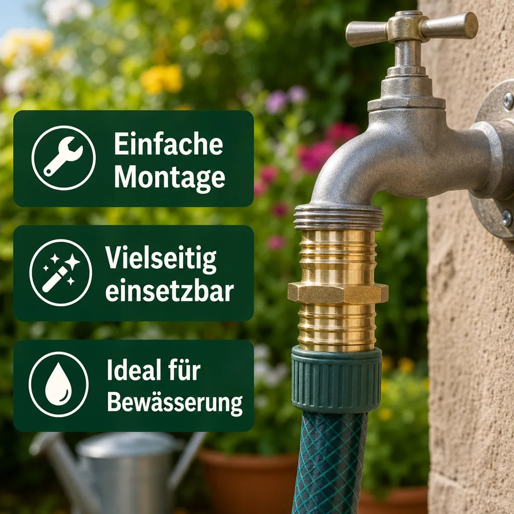Schlauchstutzen Messing, 1 Zoll, 32mm Schlauchtülle, Außengewinde