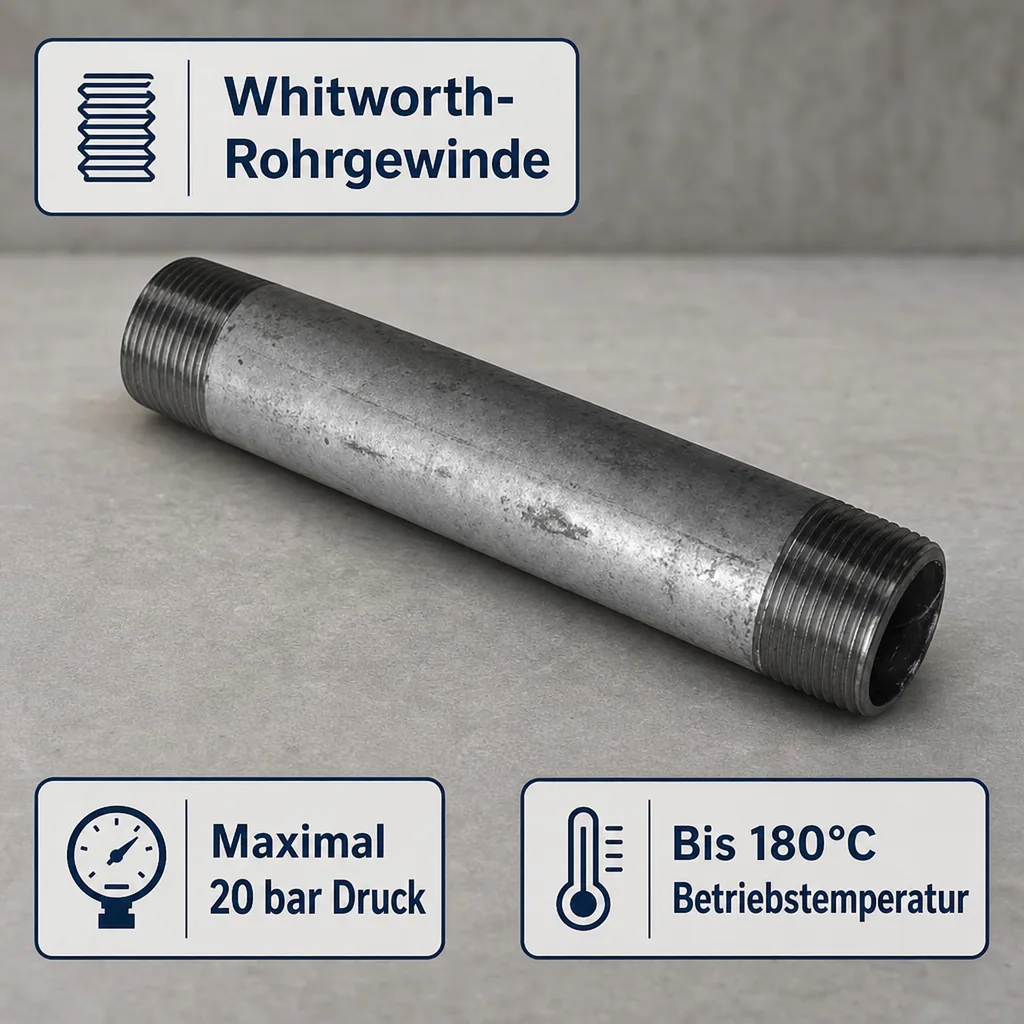 Gewindefitting Rohrnippel verzinkt 3/4" AG x 3/4" AG 150 mm