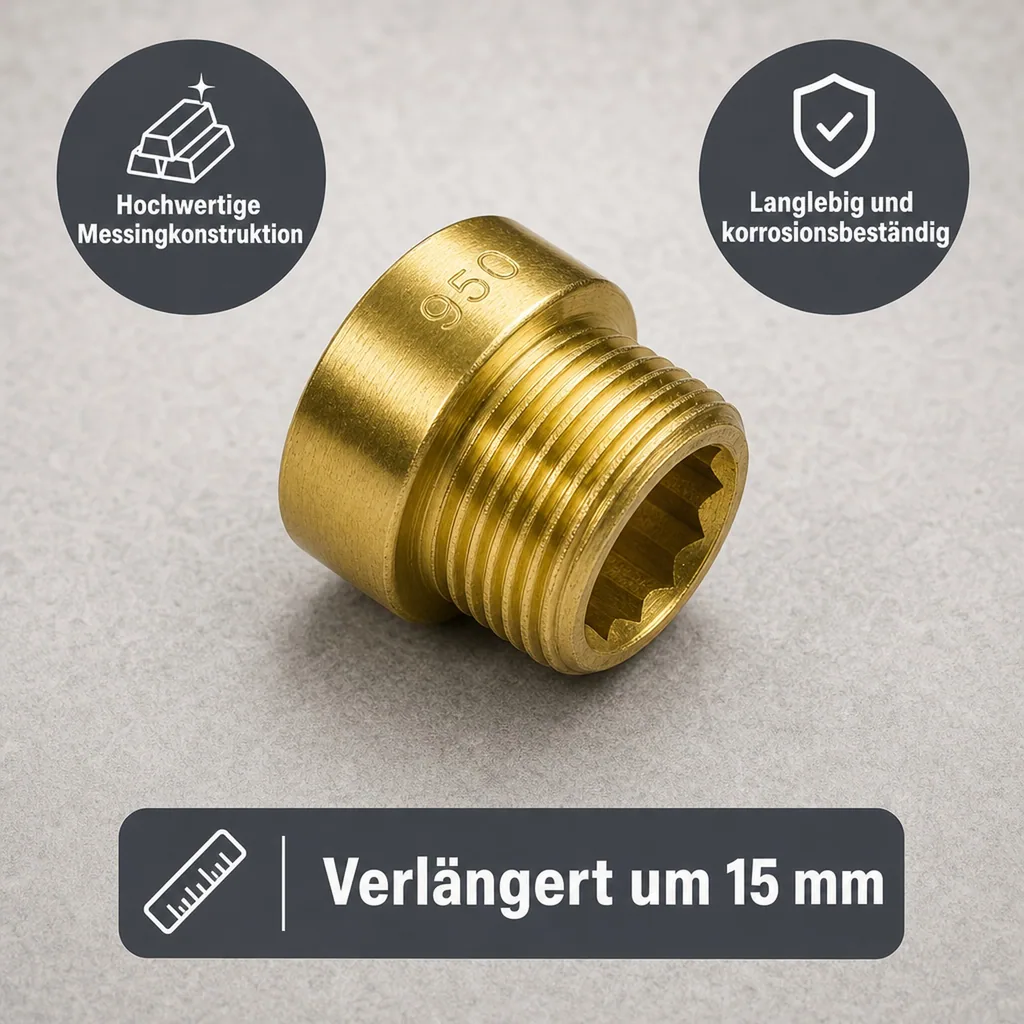 Messing Fitting, Hahnverlängerung 1", Gewindefitting Messing, AG x IG