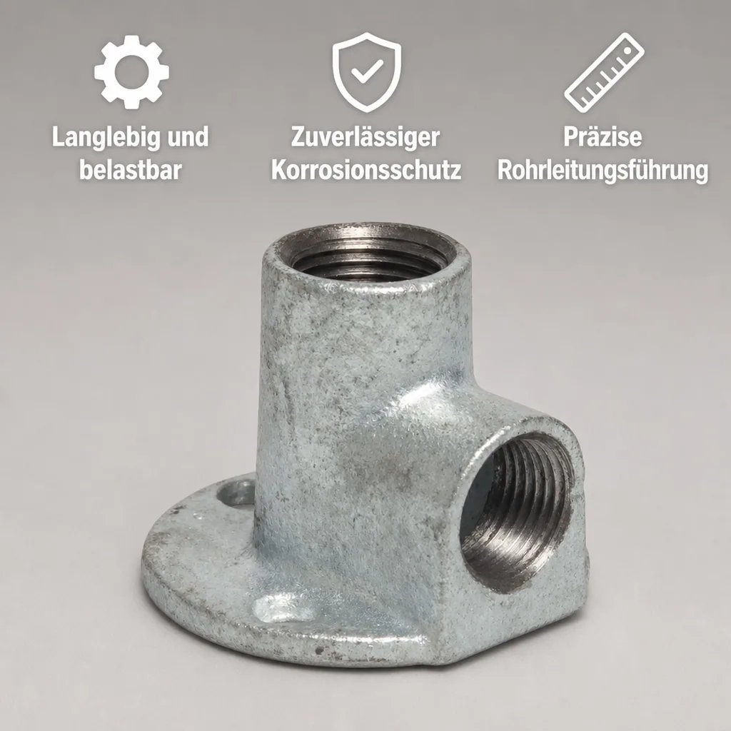 Gewindefitting Temperguss, Wandscheibe 90° 3/4" IG x 3/4" IG