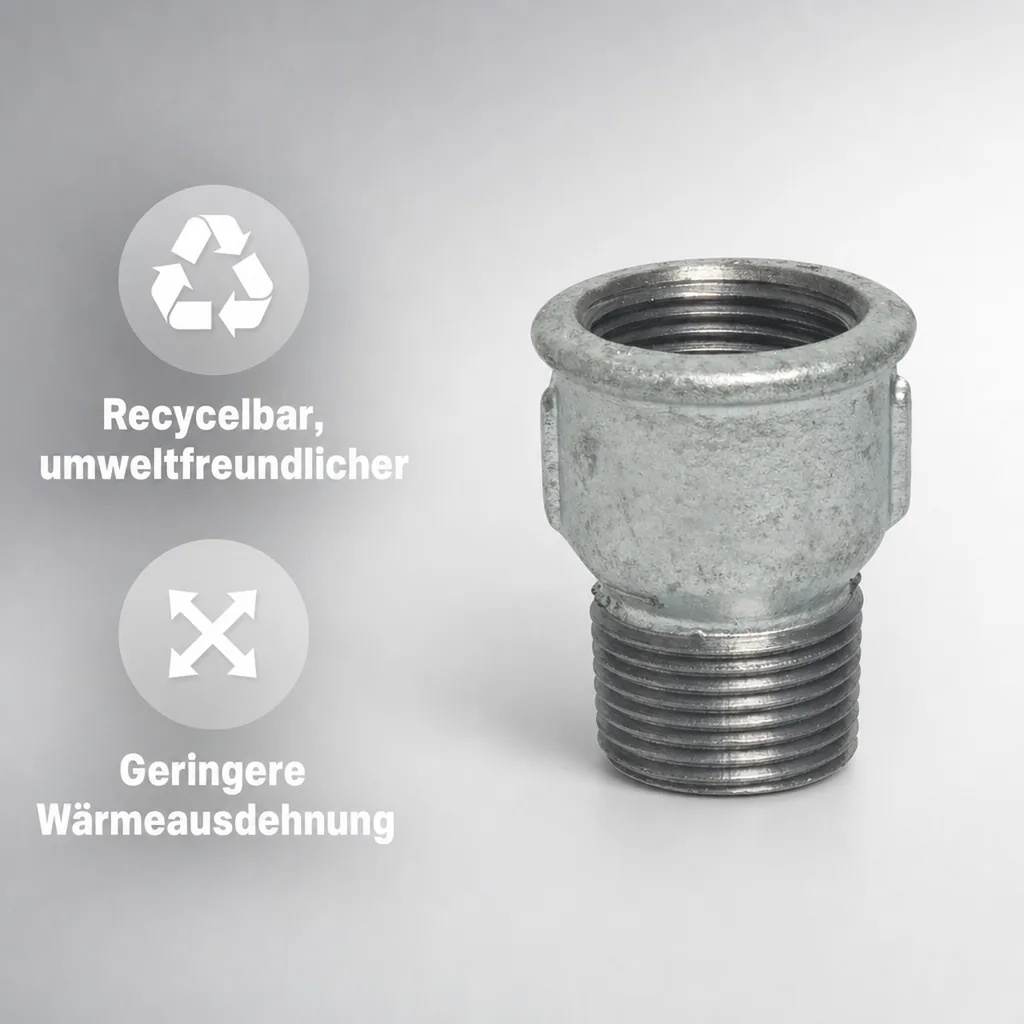 Gewindefitting Temperguss, Muffennippel 2 Zoll