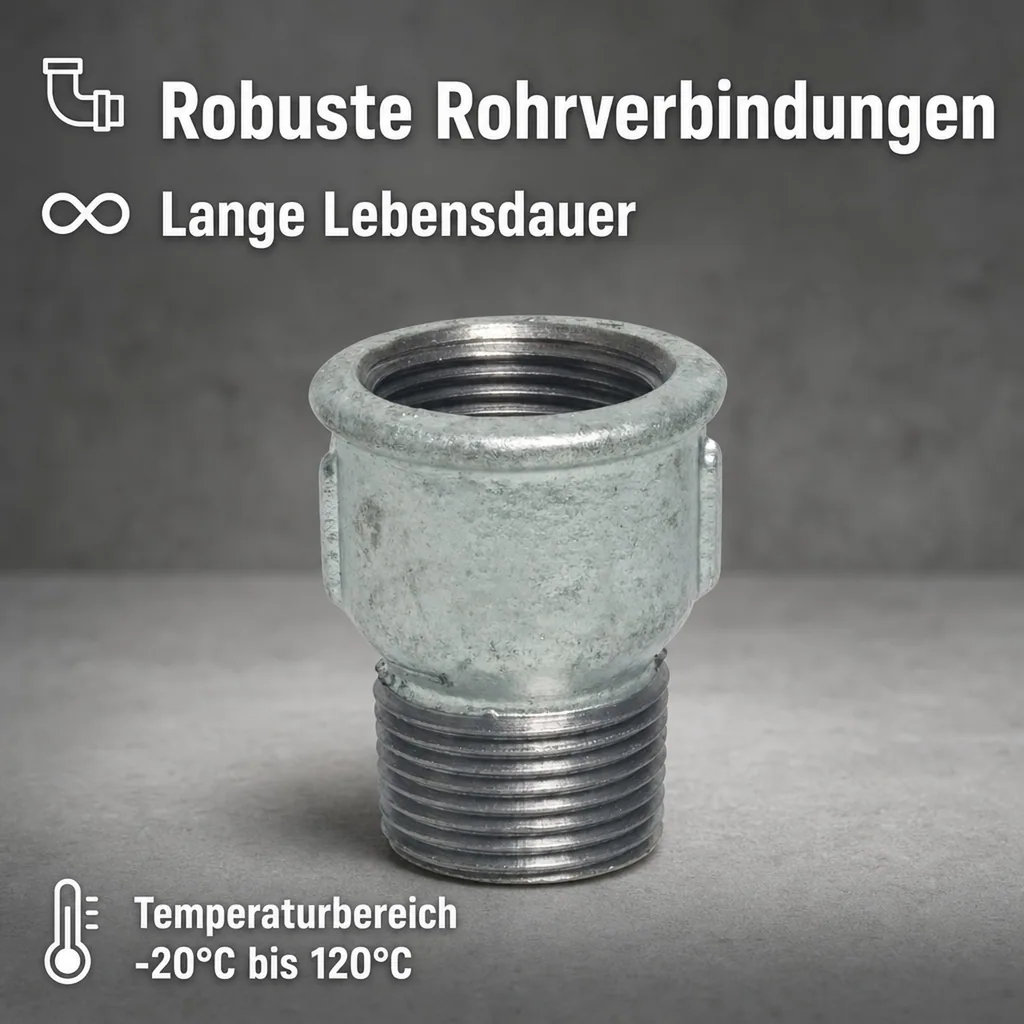 Gewindefitting Temperguss, Muffennippel 2 Zoll