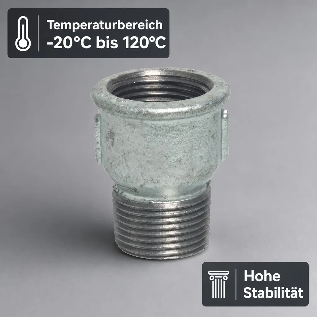 Muffennippel Temperguss, Gewindefitting, 1" IG x 1" AG