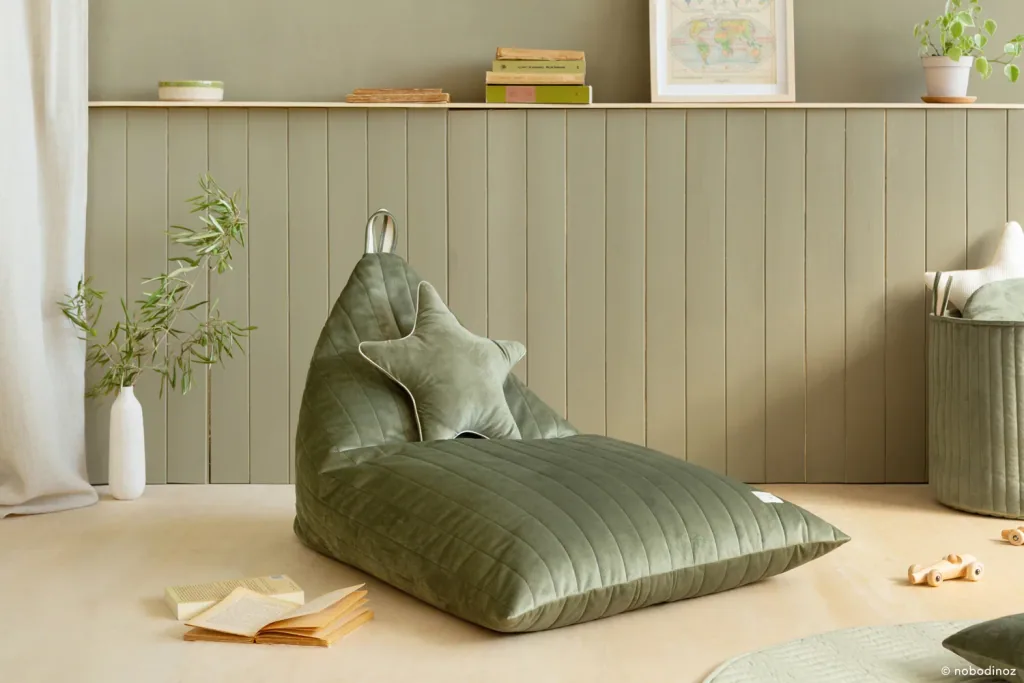 Nobodinoz Sitzsack "Essaouira" Samt olivgrün