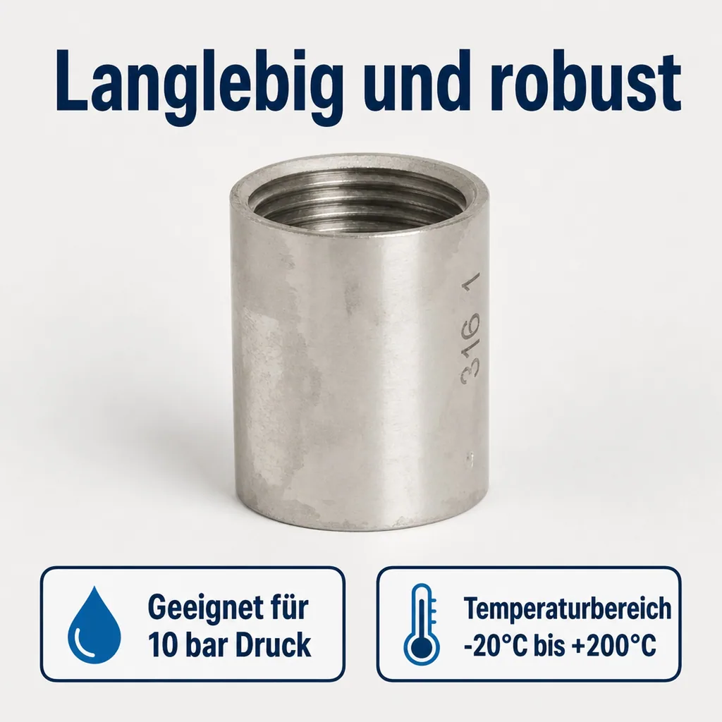 Gewindefitting Edelstahl Muffe 3/8" IG