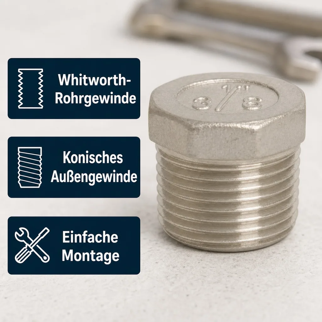 Gewindefitting Edelstahl Stopfen 3/8" AG 10bar
