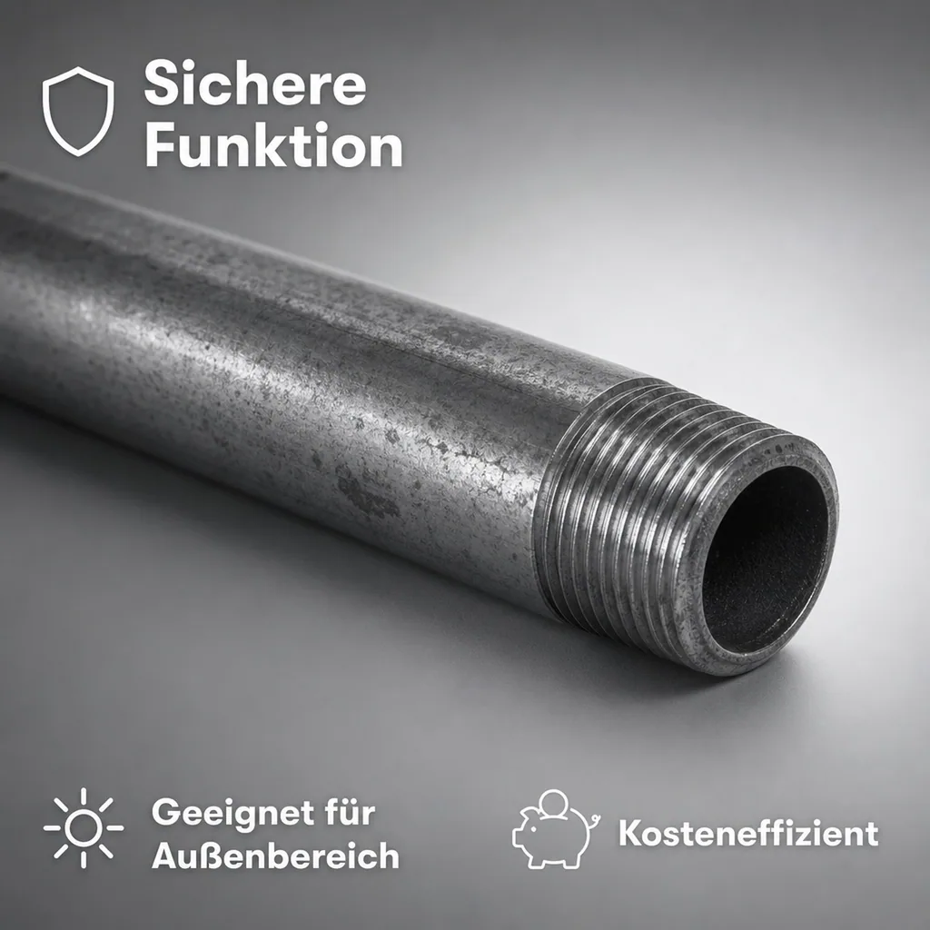 Rohrnippel, Gewindefitting verzinkt, 2" AG x 2" AG 180 mm, Stahl Rohrverbinder