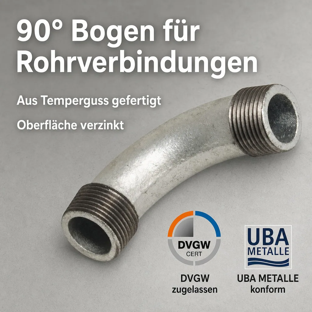 Gewindefitting Temperguss Bogen 90° 3/4" AG x 3/4" AG
