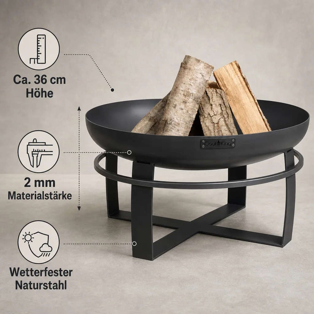 Feuerschale 80 cm Stahl Garten, zum Grillen