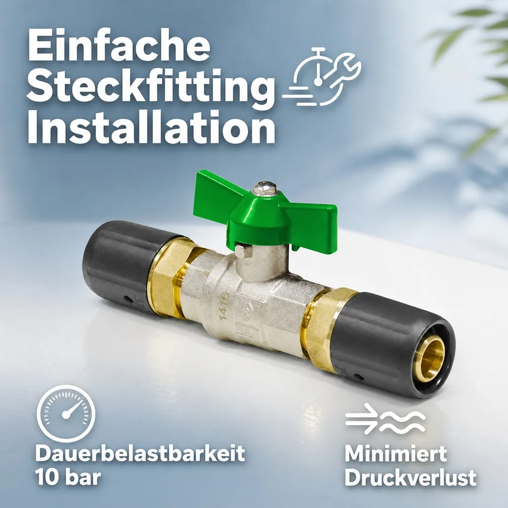 Kugelhahn 20mm, für Trinkwasser, Steckfitting, grün
