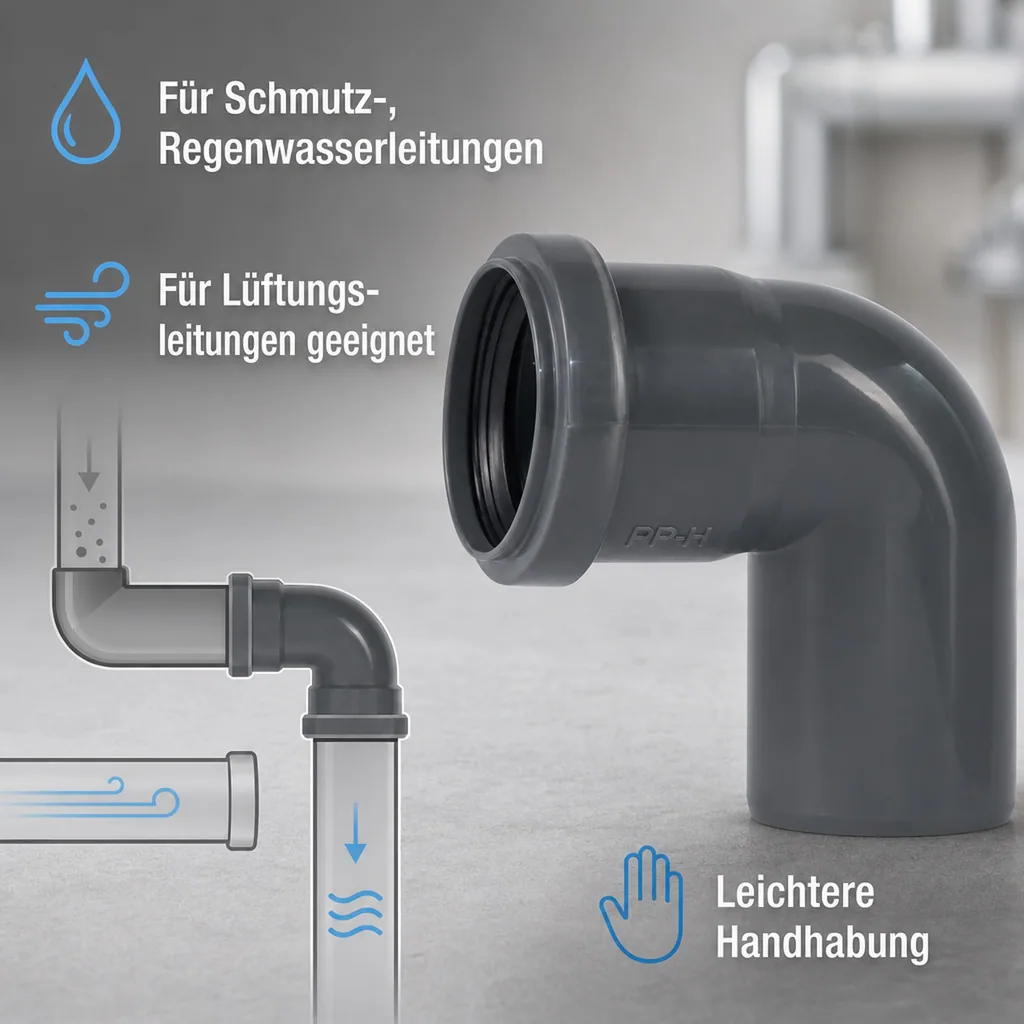 HT Rohr Bogen, DN 160, 87 Grad, Abwasserbogen