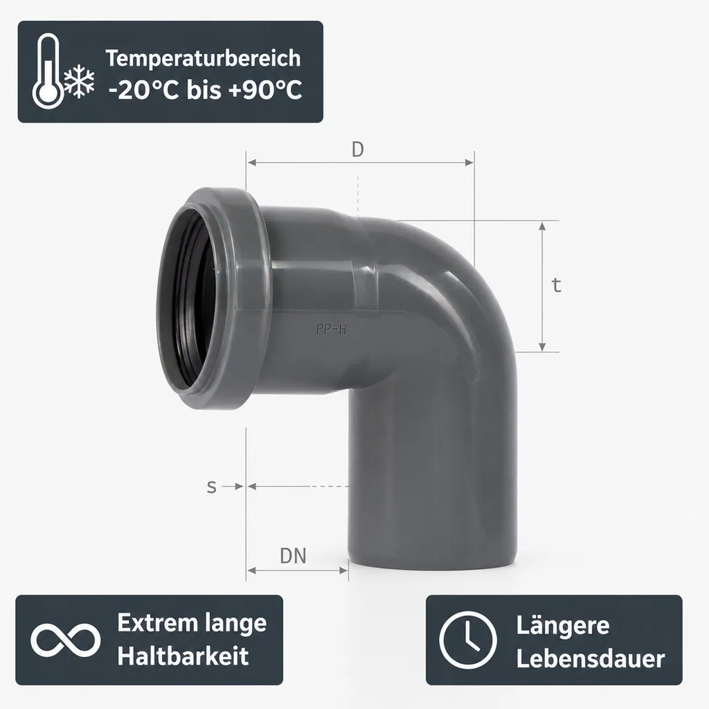 HT Rohr Bogen, DN 160, 87 Grad, Abwasserbogen