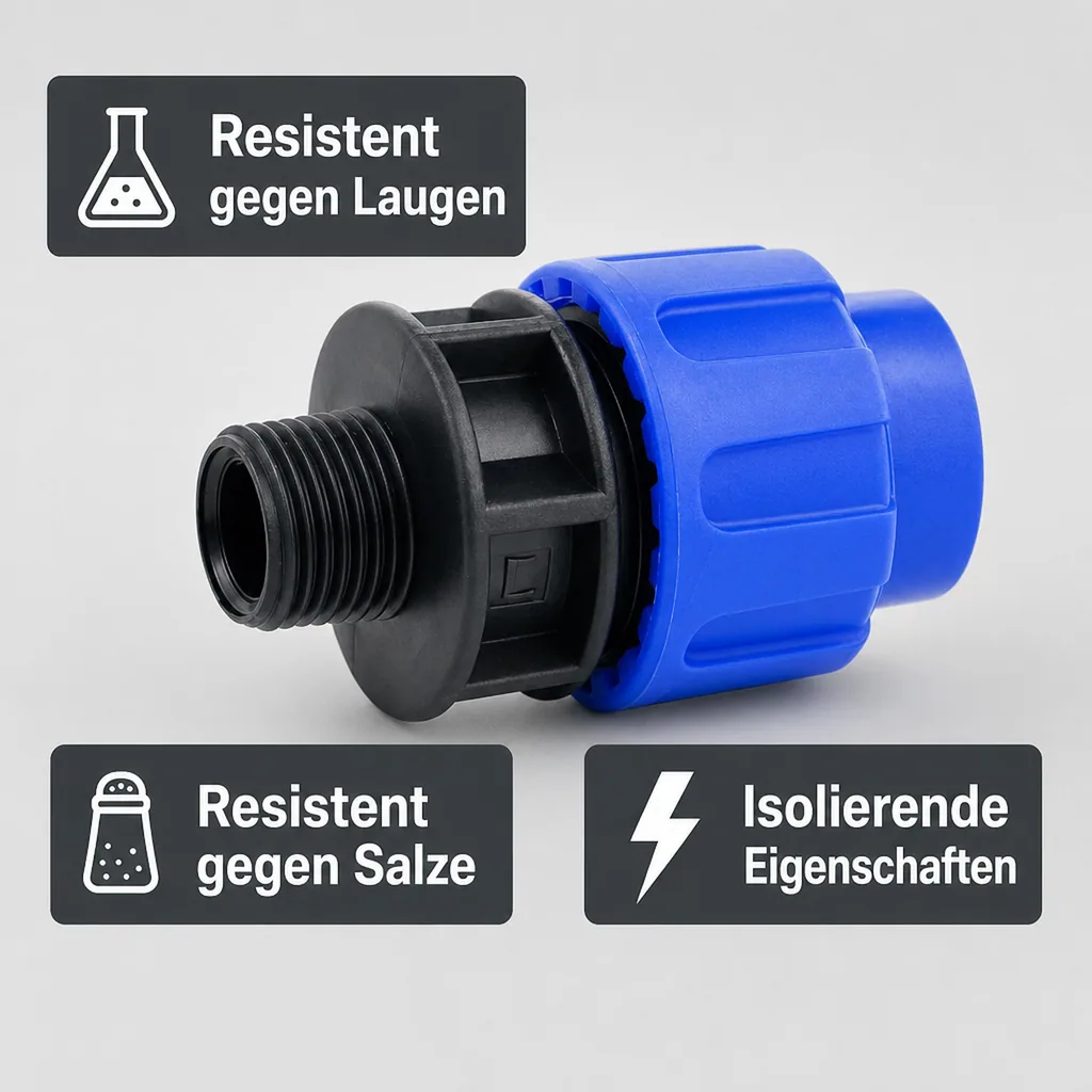 PE Rohr Verschraubung 40mm, Klemmverschraubung, Trinkwasser, Rohrverbinder