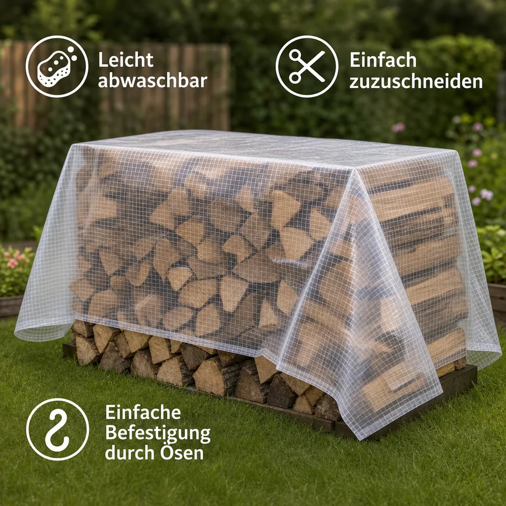 Abdeckplane transparent, Gitterfolie 6x12 (72m²), Reißfest und UV-stabil