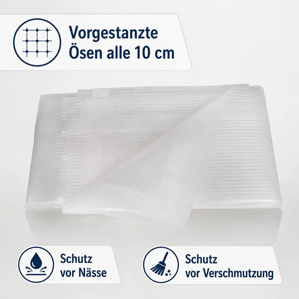 Gitterfolien - Abdeckplane transparent 8 x 12 (96m²)