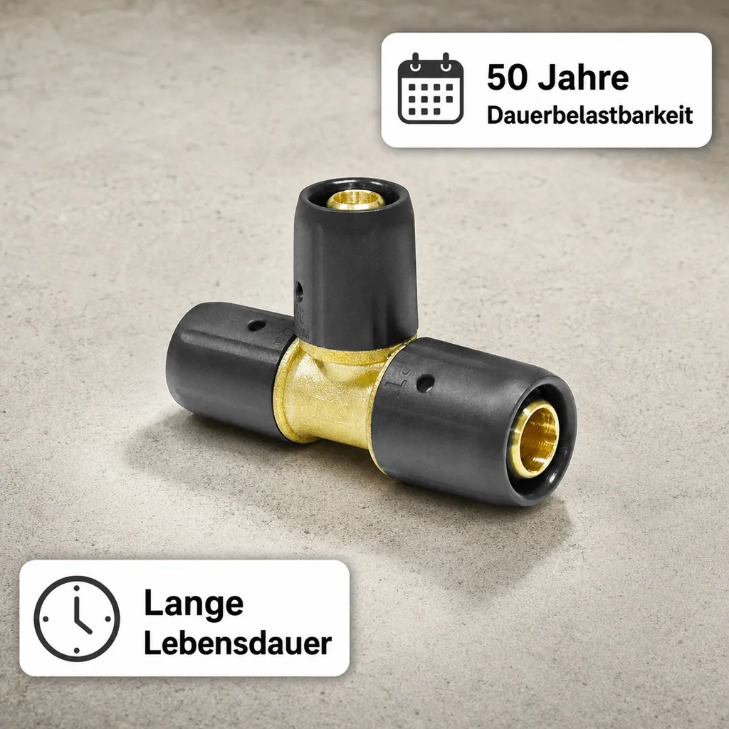 Steckfitting T-Stück reduziert, 20x2 - 16x2 - 20x2, Rohrverbinder