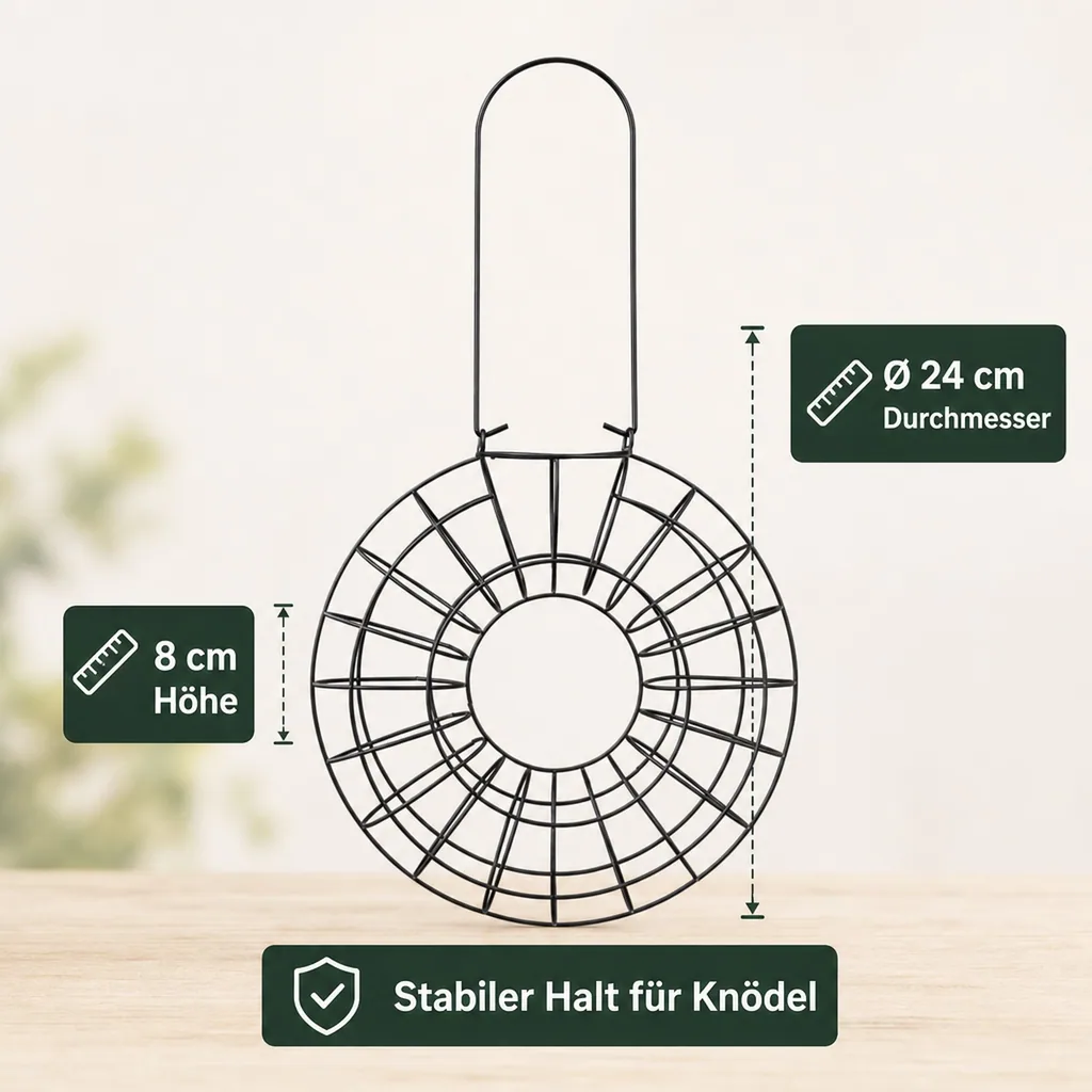 Meisenknödelhalter rund, für 8 Knödel, Metall, schwarz