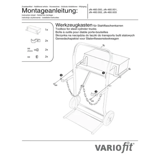 Werkzeugkiste für Stahlflaschenkarre