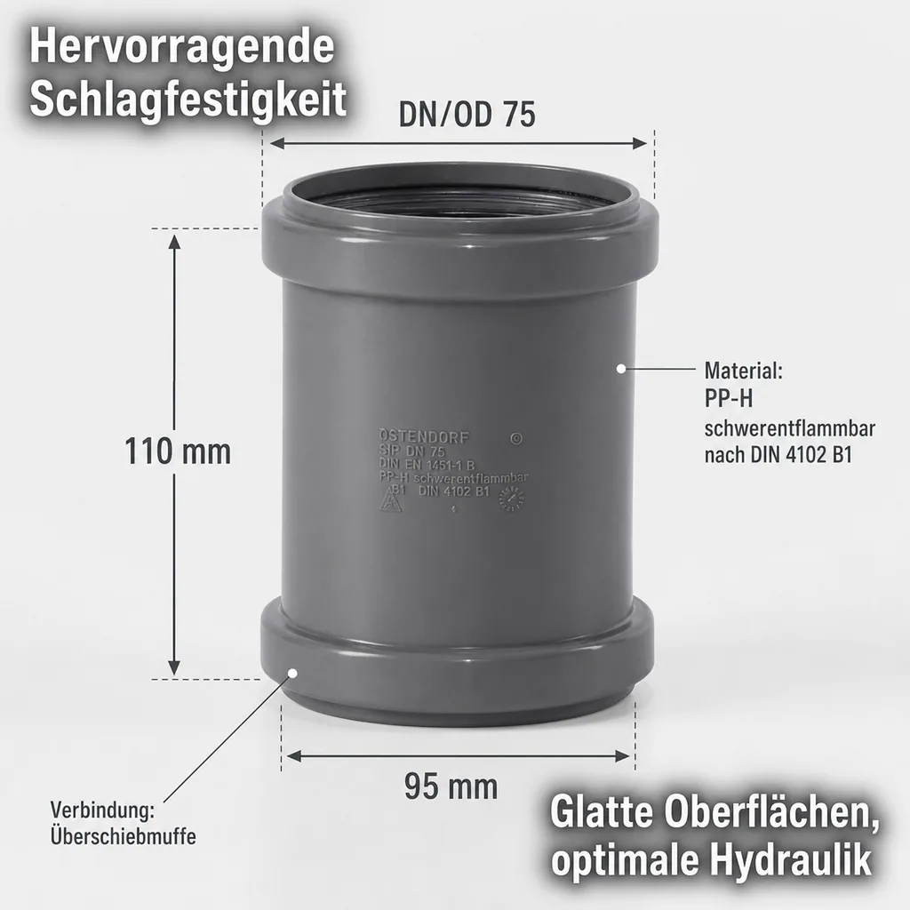 HTsafeU Überschiebmuffe DN/OD 75