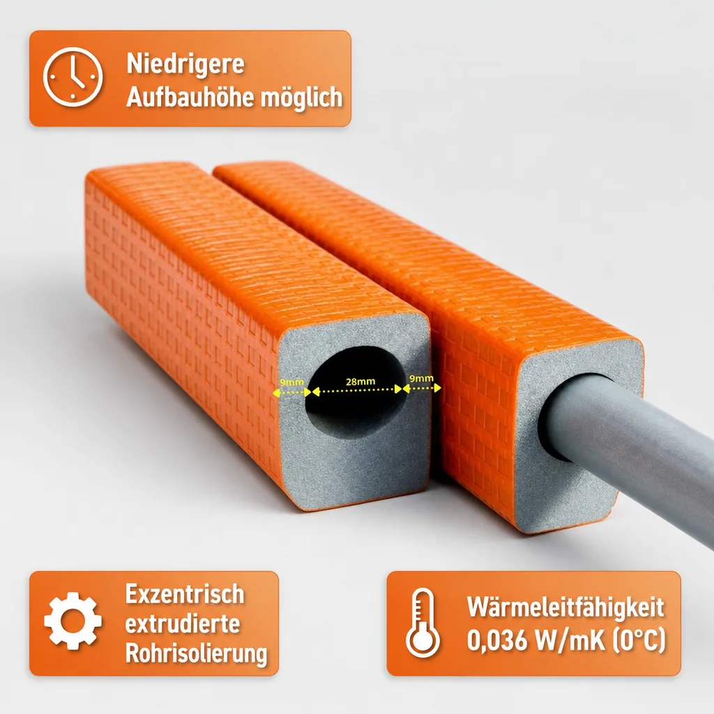 Rohrisolierung 28 mm, Kompakt-Rohrisolierung, 1 m, Ø 28 mm, 9 mm Dämmung