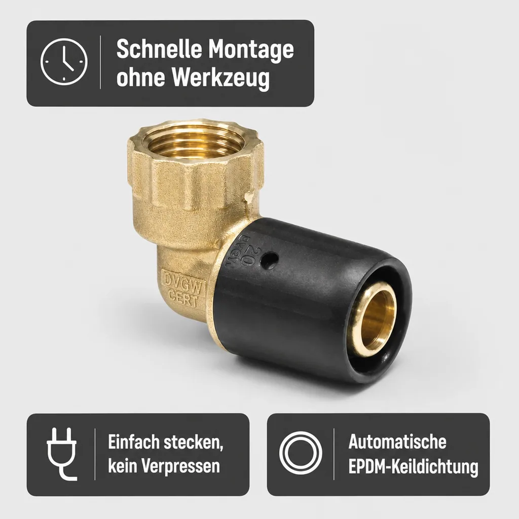 Steckfitting Winkel 16 x 2 auf 3/4" IG